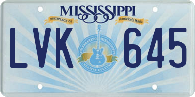 MS license plate LVK645