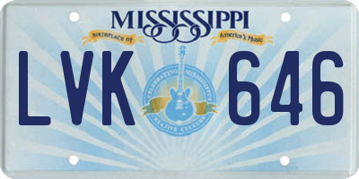 MS license plate LVK646