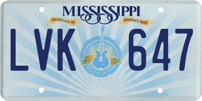 MS license plate LVK647
