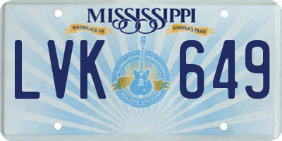 MS license plate LVK649