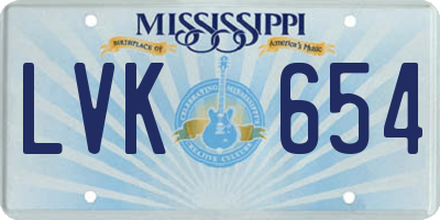 MS license plate LVK654
