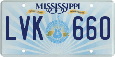 MS license plate LVK660