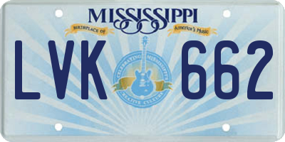 MS license plate LVK662