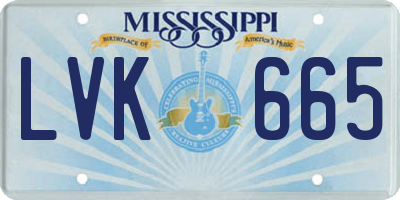 MS license plate LVK665