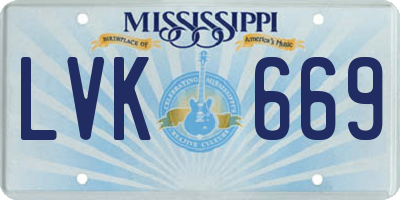 MS license plate LVK669