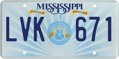 MS license plate LVK671