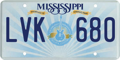 MS license plate LVK680
