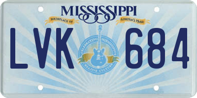 MS license plate LVK684