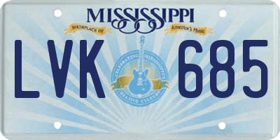 MS license plate LVK685