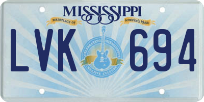 MS license plate LVK694