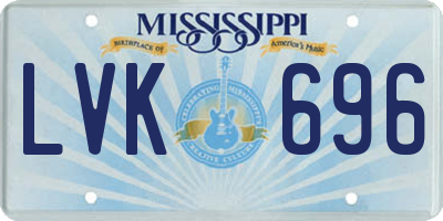 MS license plate LVK696