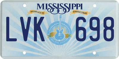 MS license plate LVK698