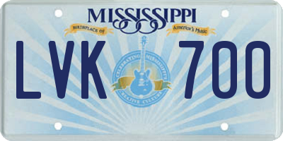 MS license plate LVK700