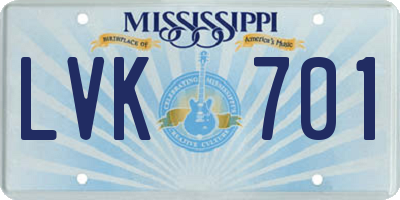 MS license plate LVK701