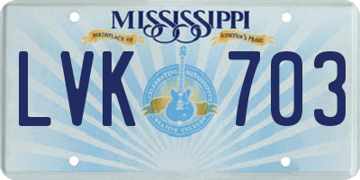 MS license plate LVK703