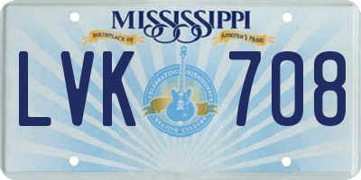 MS license plate LVK708