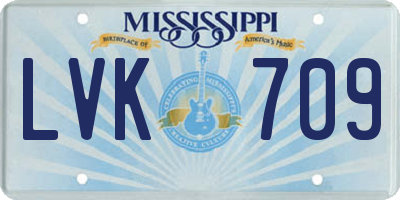 MS license plate LVK709