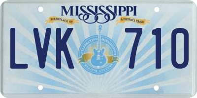MS license plate LVK710