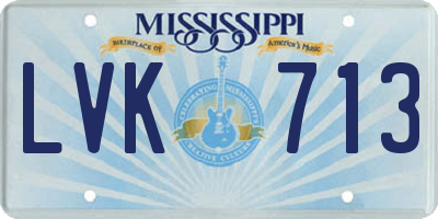 MS license plate LVK713