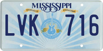 MS license plate LVK716
