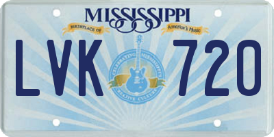MS license plate LVK720