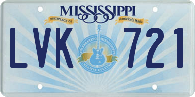 MS license plate LVK721