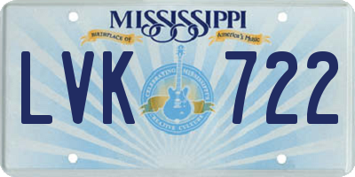 MS license plate LVK722