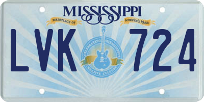 MS license plate LVK724