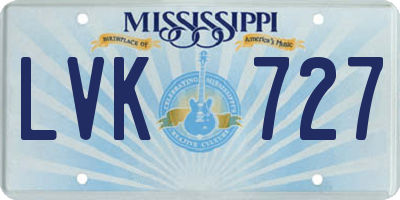 MS license plate LVK727
