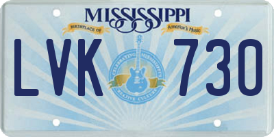 MS license plate LVK730