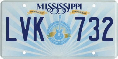 MS license plate LVK732