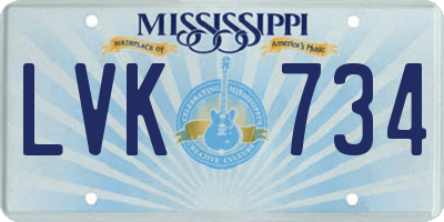 MS license plate LVK734