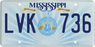 MS license plate LVK736