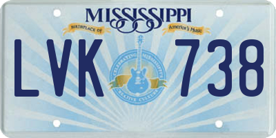 MS license plate LVK738