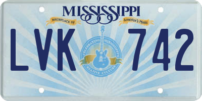 MS license plate LVK742