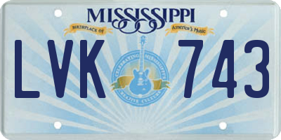MS license plate LVK743