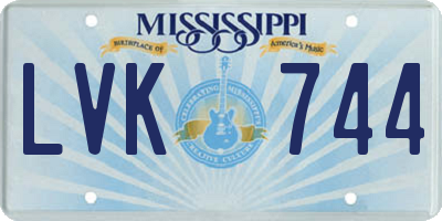 MS license plate LVK744