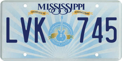 MS license plate LVK745