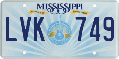 MS license plate LVK749