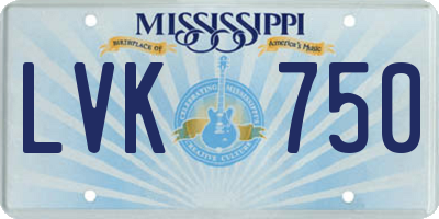 MS license plate LVK750