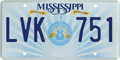 MS license plate LVK751