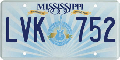 MS license plate LVK752