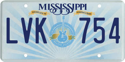 MS license plate LVK754