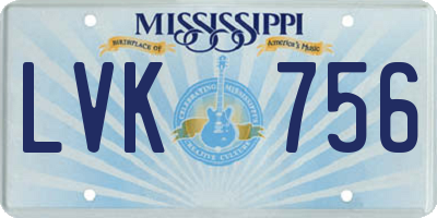 MS license plate LVK756