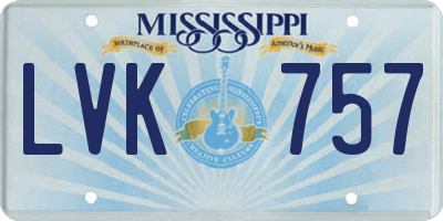 MS license plate LVK757