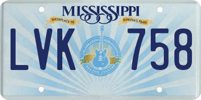 MS license plate LVK758