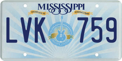 MS license plate LVK759