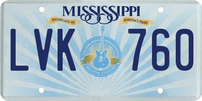 MS license plate LVK760