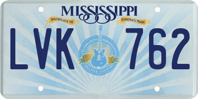 MS license plate LVK762