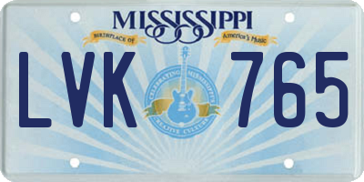 MS license plate LVK765